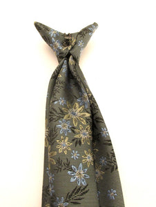 Grey Floral Clip On Tie by Van Buck