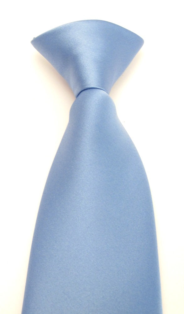 Cornflower Blue Satin Clip On Tie by Van Buck