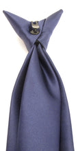 Navy Blue Satin Clip On Tie by Van Buck