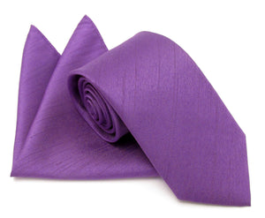 Van Buck Slub Plain Purple Tie and Pocket Square Set