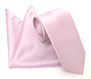 Lilac Satin Wedding Tie and Pocket Square Set by Van Buck 