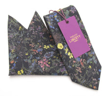 Wild Flowers Navy Cotton Tie & Pocket Square Made with Liberty Fabric