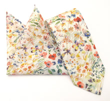 Felda Multicoloured Cotton Tie & Pocket Square Made with Liberty Fabric 