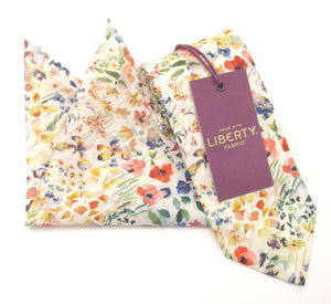 Felda Multicoloured Cotton Tie & Pocket Square Made with Liberty Fabric