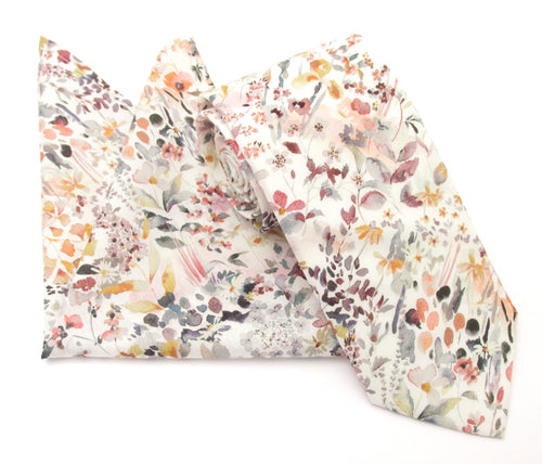 Felda Pink Cotton Tie & Pocket Square Made with Liberty Fabric 