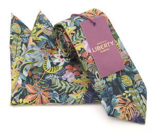 Jungle Cotton Tie & Pocket Square Made with Liberty Fabric