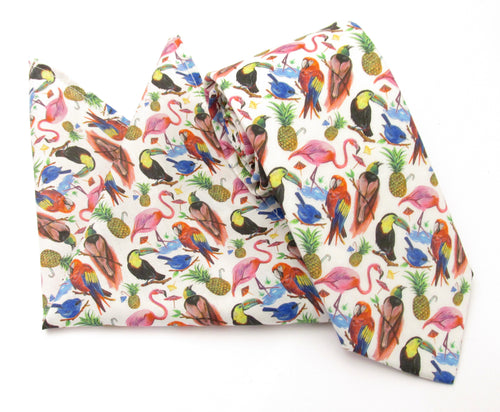 Birds of Paradise Cotton Tie & Pocket Square Made with Liberty Fabric