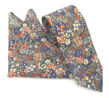 Elderberry Cotton Tie & Pocket Square Made with Liberty Fabric