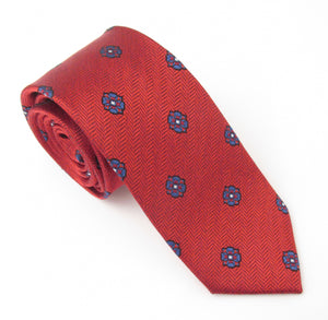 Red Medallion Wool Weave Red Label Silk Tie by Van Buck 