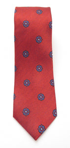 Red Medallion Wool Weave Red Label Silk Tie by Van Buck
