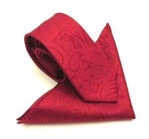 Paisley Red Silk Tie & Pocket Square Set by Van Buck