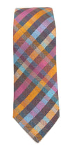 Blue & Orange Check Red Label Silk Tie by Van Buck