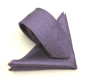Paisley Lilac Silk Tie & Pocket Square Set by Van Buck
