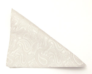 Silver Paisley Silk Pocket Square by Van Buck 