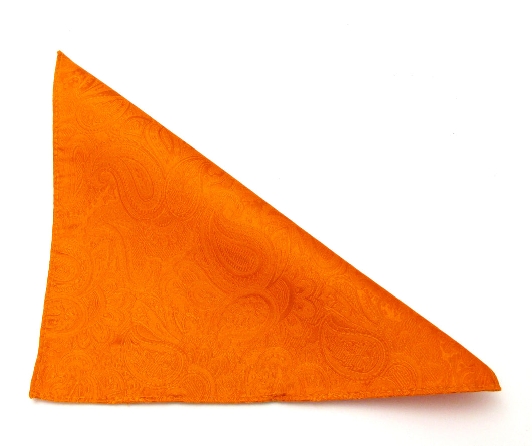 Orange Paisley Silk Pocket Square by Van Buck 