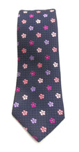 Navy & Pink Floral London Silk Tie by Van Buck