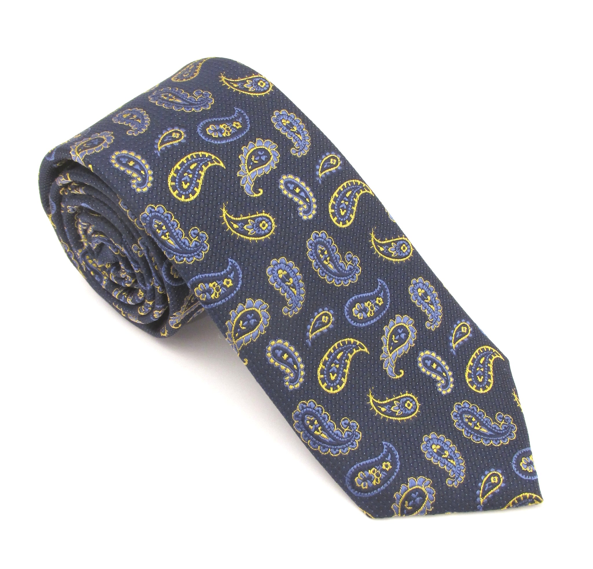 Navy Classic Paisley London Silk Tie By Van Buck Van Buck England 