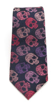 Navy & Pink Skull Red Label Silk Tie by Van Buck