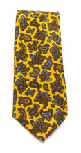 Gold Paisley Printed English Silk Tie by Van Buck