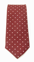 Wine Printed English Silk Tie With White Polka Dots by Van Buck