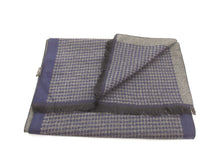Navy Blue and Grey Dog Tooth Reversible Scarf by Van Buck