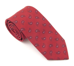 Red Teardrop Paisley Patterned Tie by Van Buck