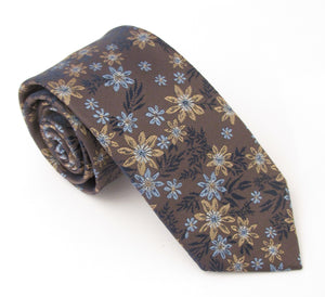 Brown & Blue Floral Tie by Van Buck