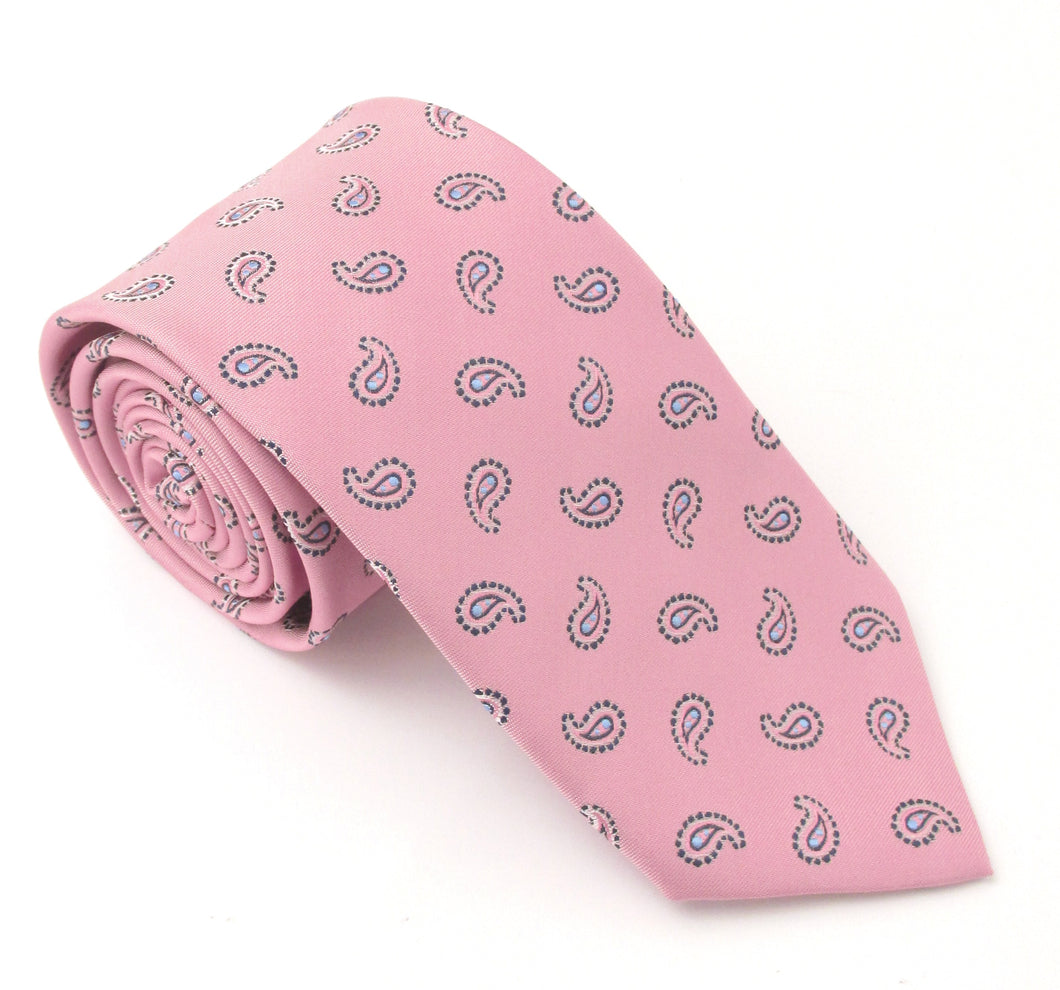 Pink Teardrop Paisley Patterned Tie by Van Buck