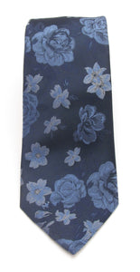 Blue Detailed Floral Tie by Van Buck
