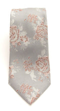 Silver & Pink Detailed Floral Tie by Van Buck