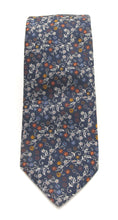 Navy & Orange Neat Floral Tie by Van Buck