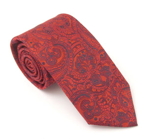 Red Detailed Paisley Patterned Tie by Van Buck 