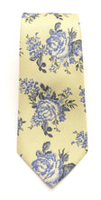 Lemon & Sky Blue Rose Floral Tie by Van Buck