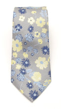 Grey & Blue Floral Tie by Van Buck