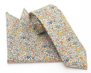 Katie & Millie Multi Cotton Tie & Pocket Square Made with Liberty Fabric