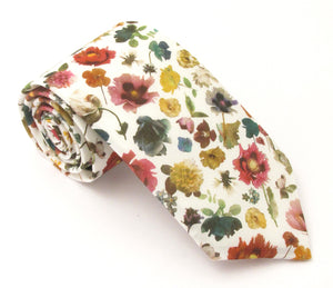 Floral Edit Ivory Cotton Tie Made with Liberty Fabric