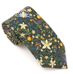 Forbidden Fruit Green Cotton Tie Made with Liberty Fabric 