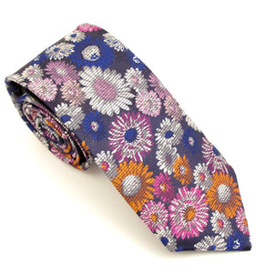 Limited Edition Multicoloured Pastel Blurred Flower Silk Tie by Van Buck