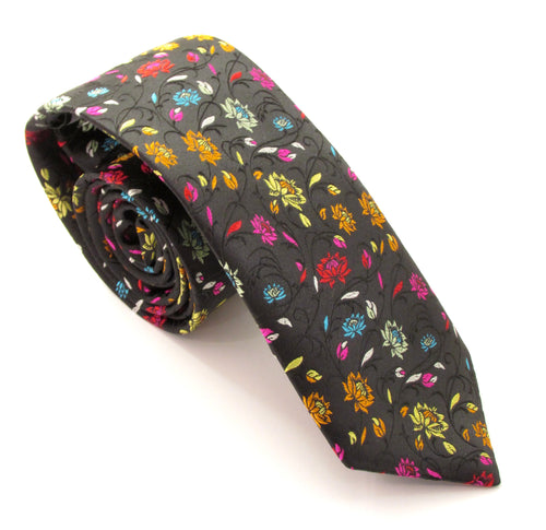 Limited Edition Black Floral & Vine Silk Tie by Van Buck 