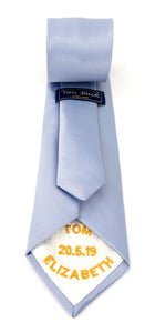 Personalised Wedding Tie Gold Embroidery On White Tipping By Van Buck