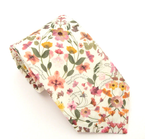 Aurora Ivory Cotton Tie Made with Liberty Fabric