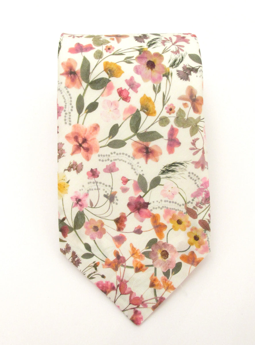 Aurora Ivory Cotton Tie Made with Liberty Fabric | Liberty Print Tie ...