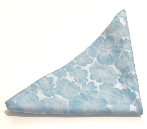 Aqua Floral Pocket Square by Van Buck