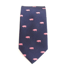 Pink Pig Motif Silk Tie by Van Buck
