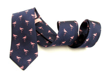 Pink Flamingo Motif Silk Tie by Van Buck
