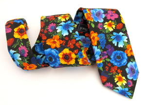 Bold Floral Cotton Tie by Van Buck