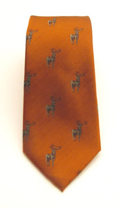 Orange Standing Stag Country Silk Tie by Van Buck