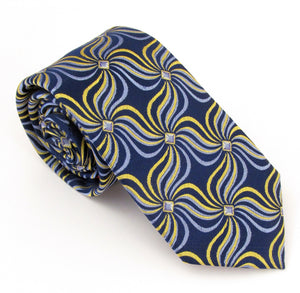 Navy Blue Geometric Red Label Silk Tie by Van Buck