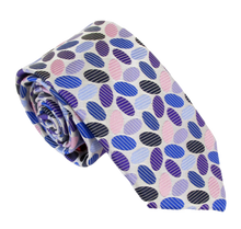 Silver and Purple Ovals Red Label Silk Tie by Van Buck 