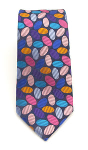 Pink and Blue Ovals Red Label Silk Tie by Van Buck